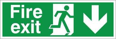 Fire Exit With Down Arrow